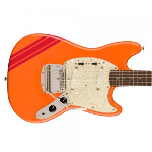 Fender Squier FSR Classic Vibe '60s Competition Mustang, Capri Orange with Dakota Red Stripes